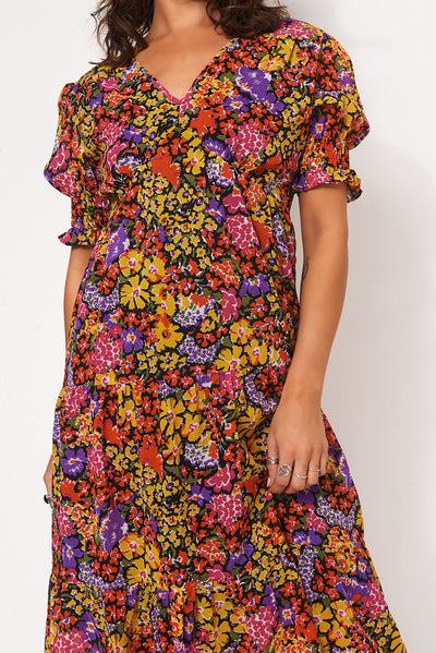 Gina Floral Tie Back Midi Dress