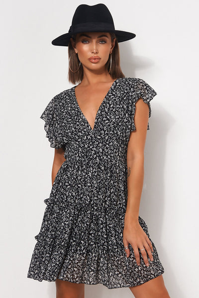 Darna Black Floral Shift Dress