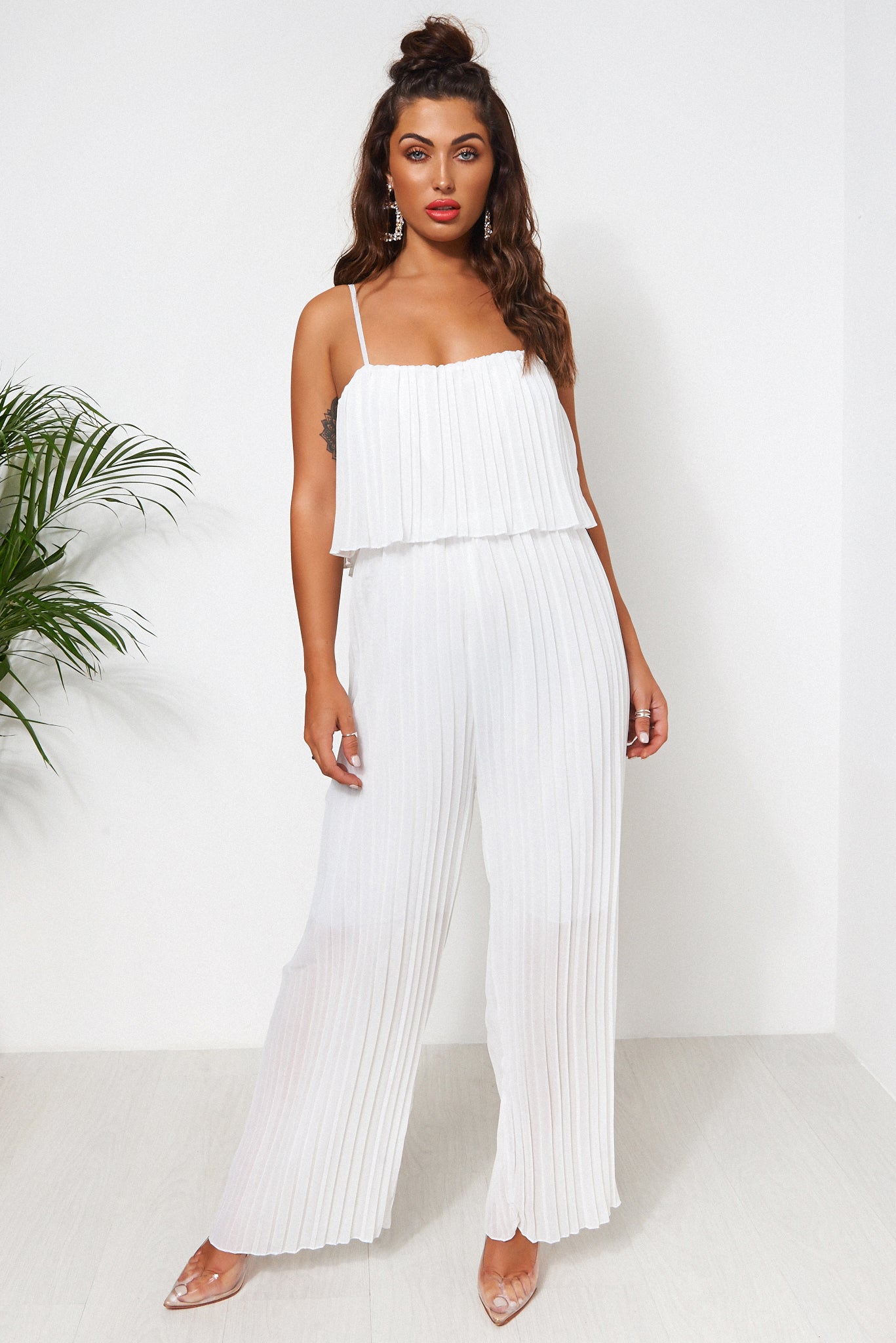 White Chiffon Frill Jumpsuit