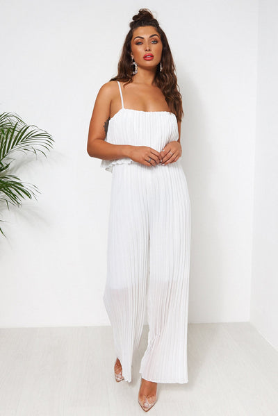 White Chiffon Frill Jumpsuit