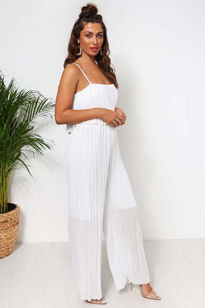 White Chiffon Frill Jumpsuit