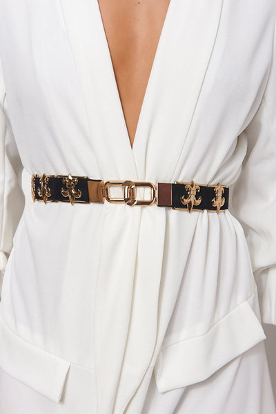 Black & Gold Fleur De Lis Belt