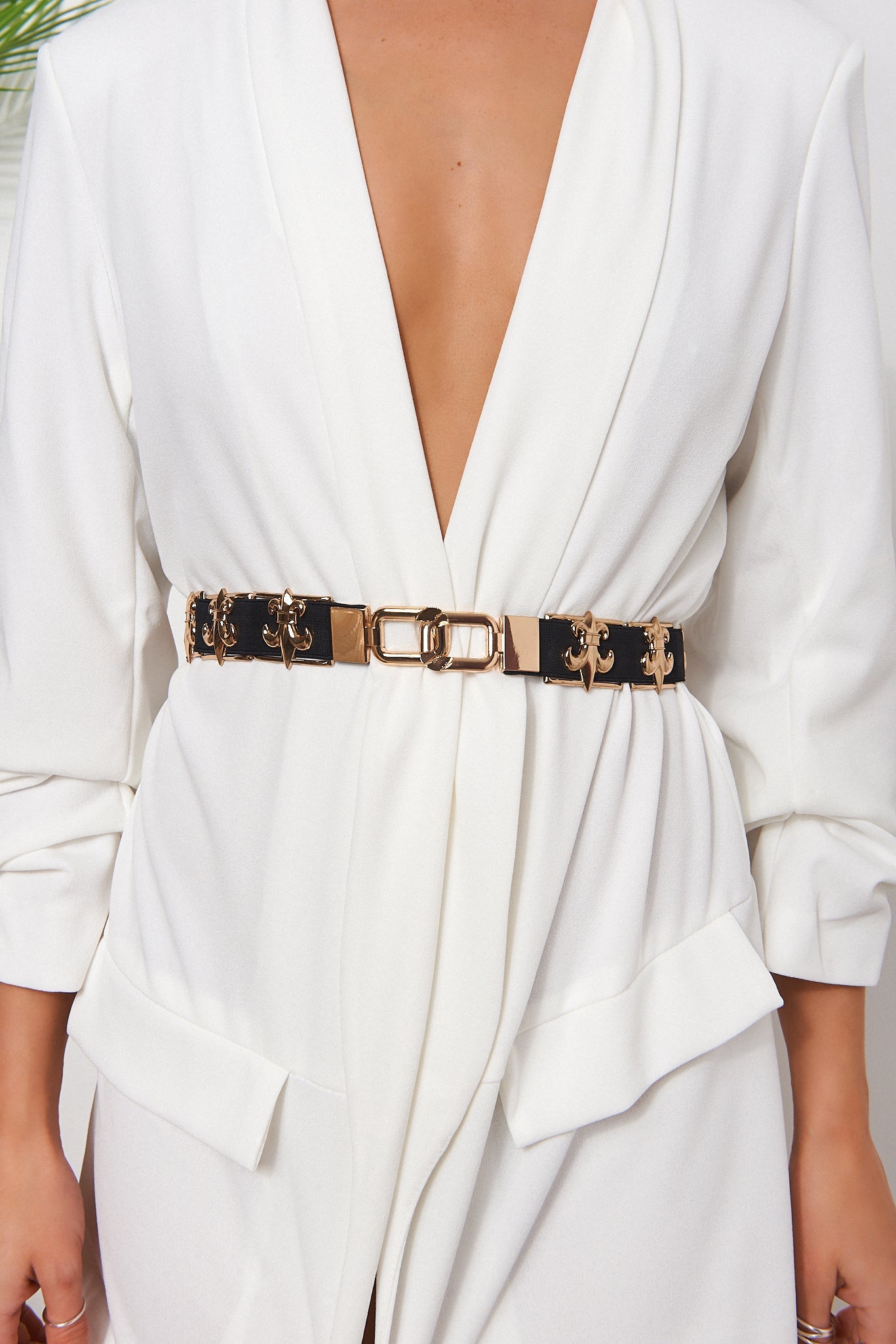 Black & Gold Fleur De Lis Belt