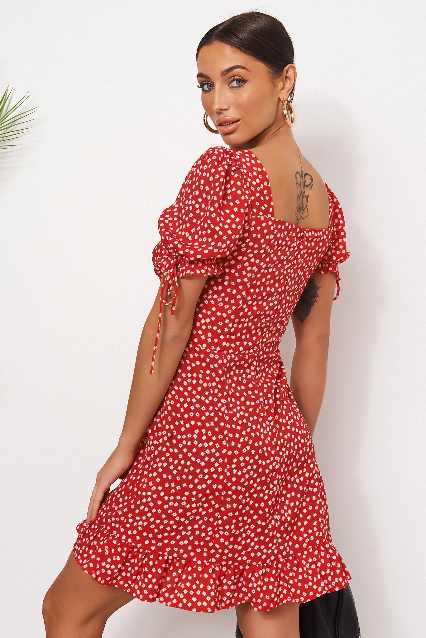 Callie Red Puff Sleeve Shift Dress