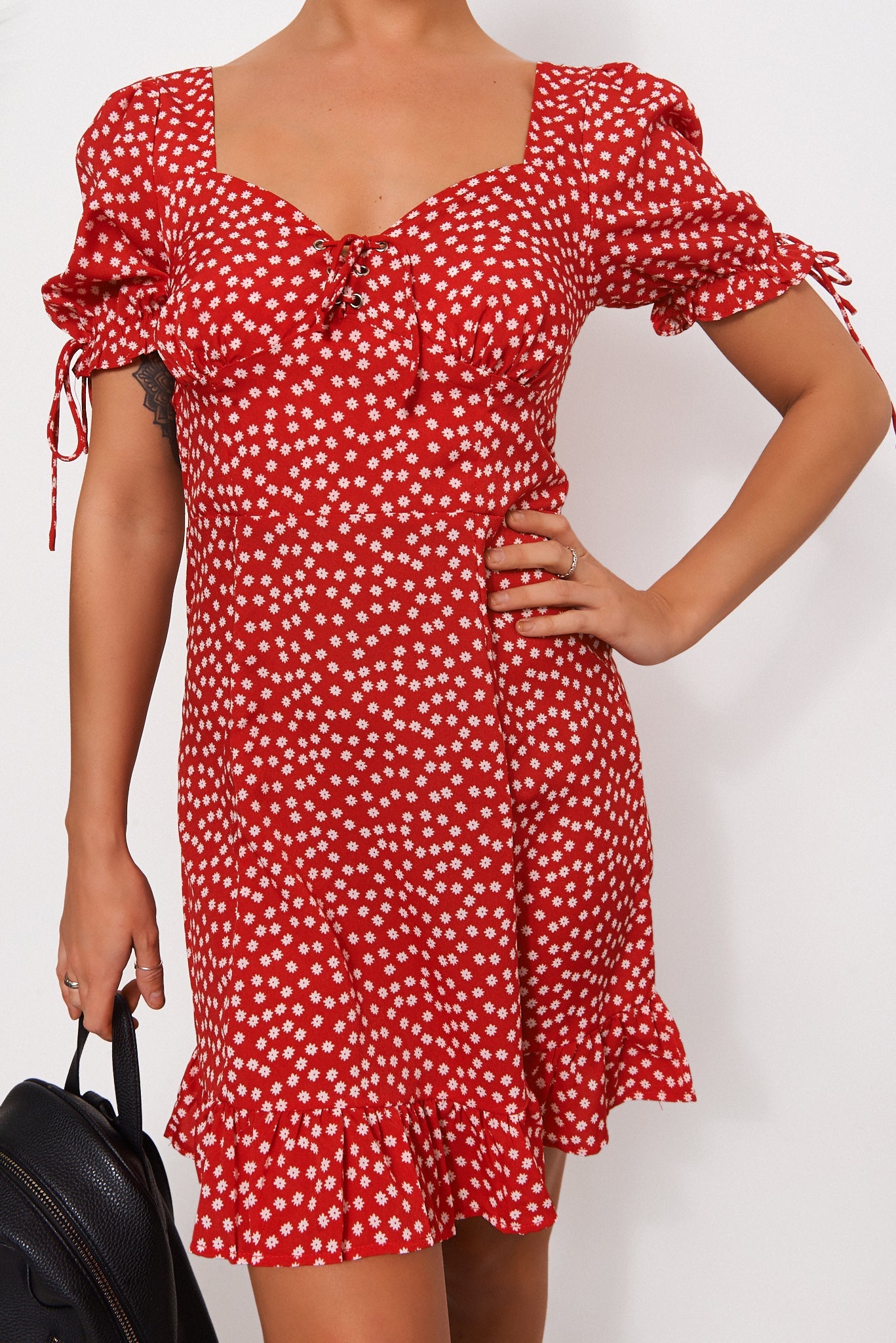 Callie Red Puff Sleeve Shift Dress