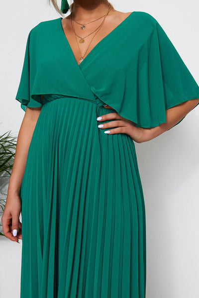 Tama Green Cape Sleeve Maxi Dress