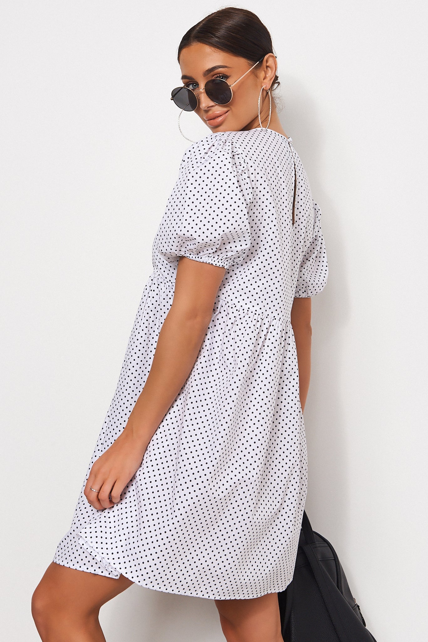 White Polka Dot Smock Dress