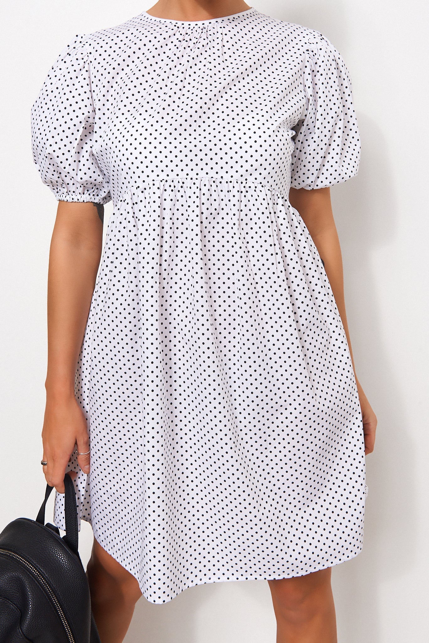 White Polka Dot Smock Dress