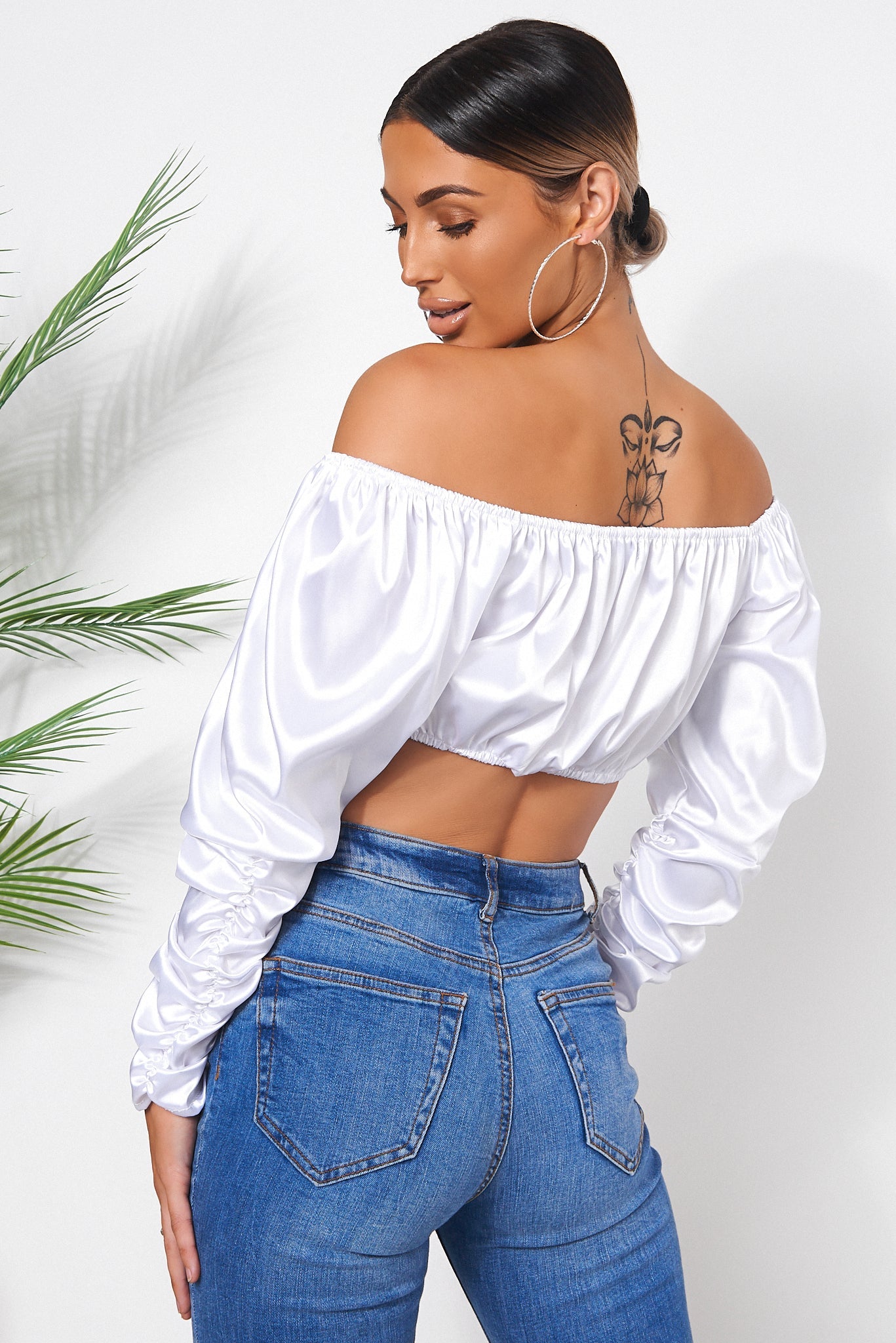 White Satin Crop Top