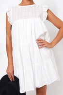 Kiya White Broderie Anglaise Smock Dress