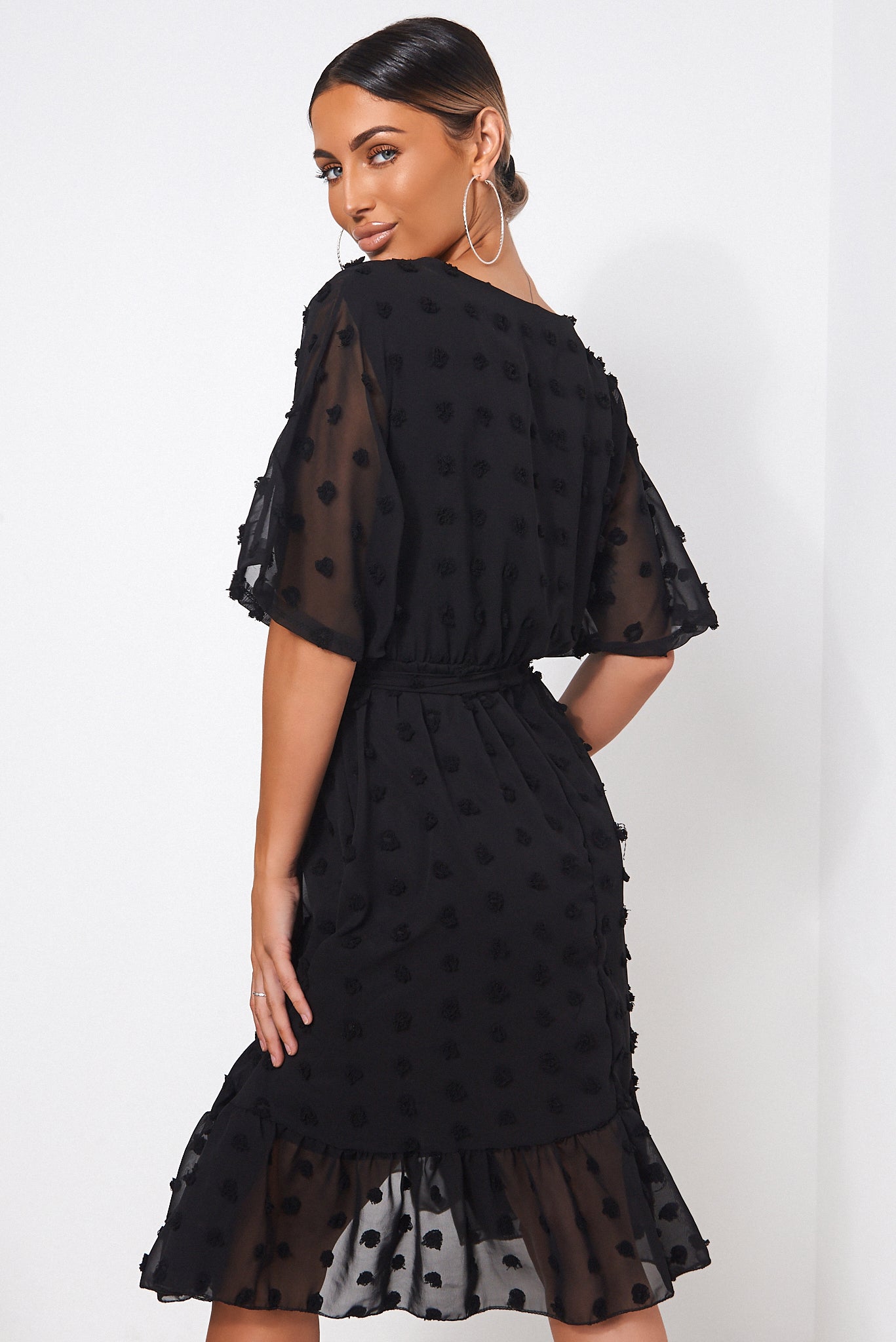 Biba Black Wrap Dobby Dress