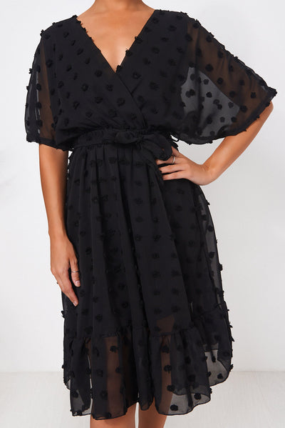 Biba Black Wrap Dobby Dress