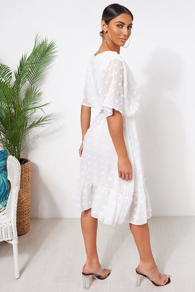 Biba White Wrap Dobby Dress