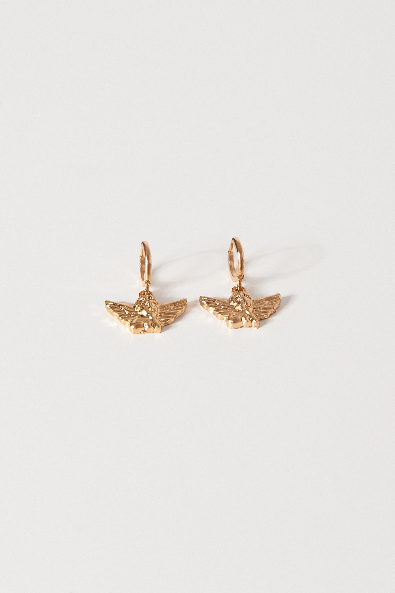 Gold Cherub Hoop Earrings