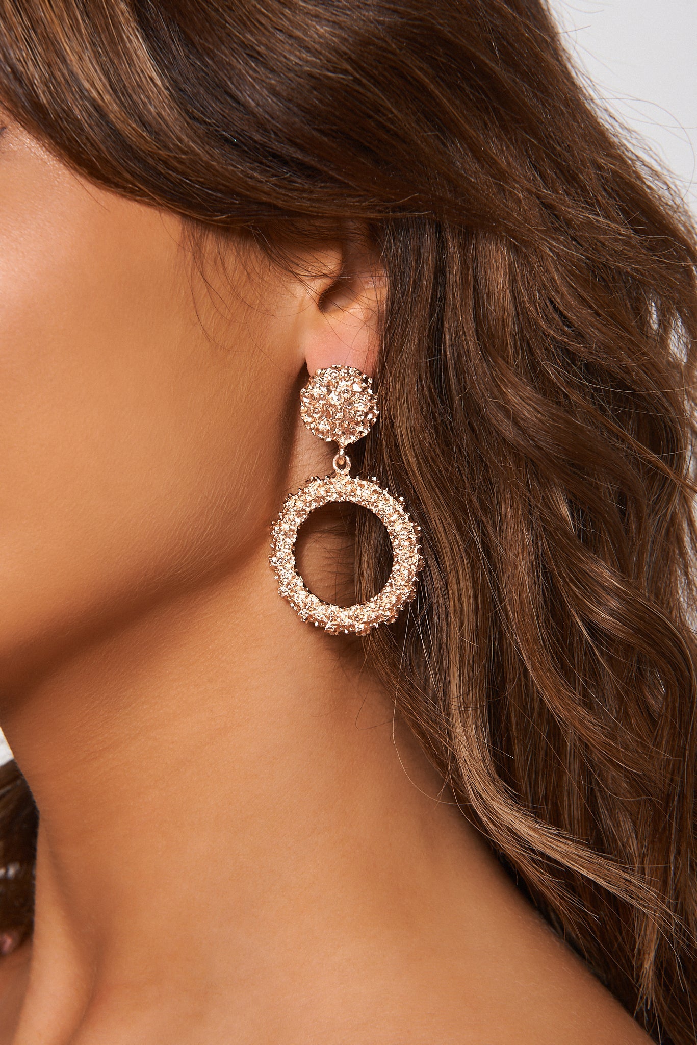 Alia Rose Gold Circle Statement Earrings