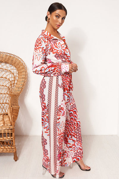 Tulum Red Scarf Print Jumpsuit