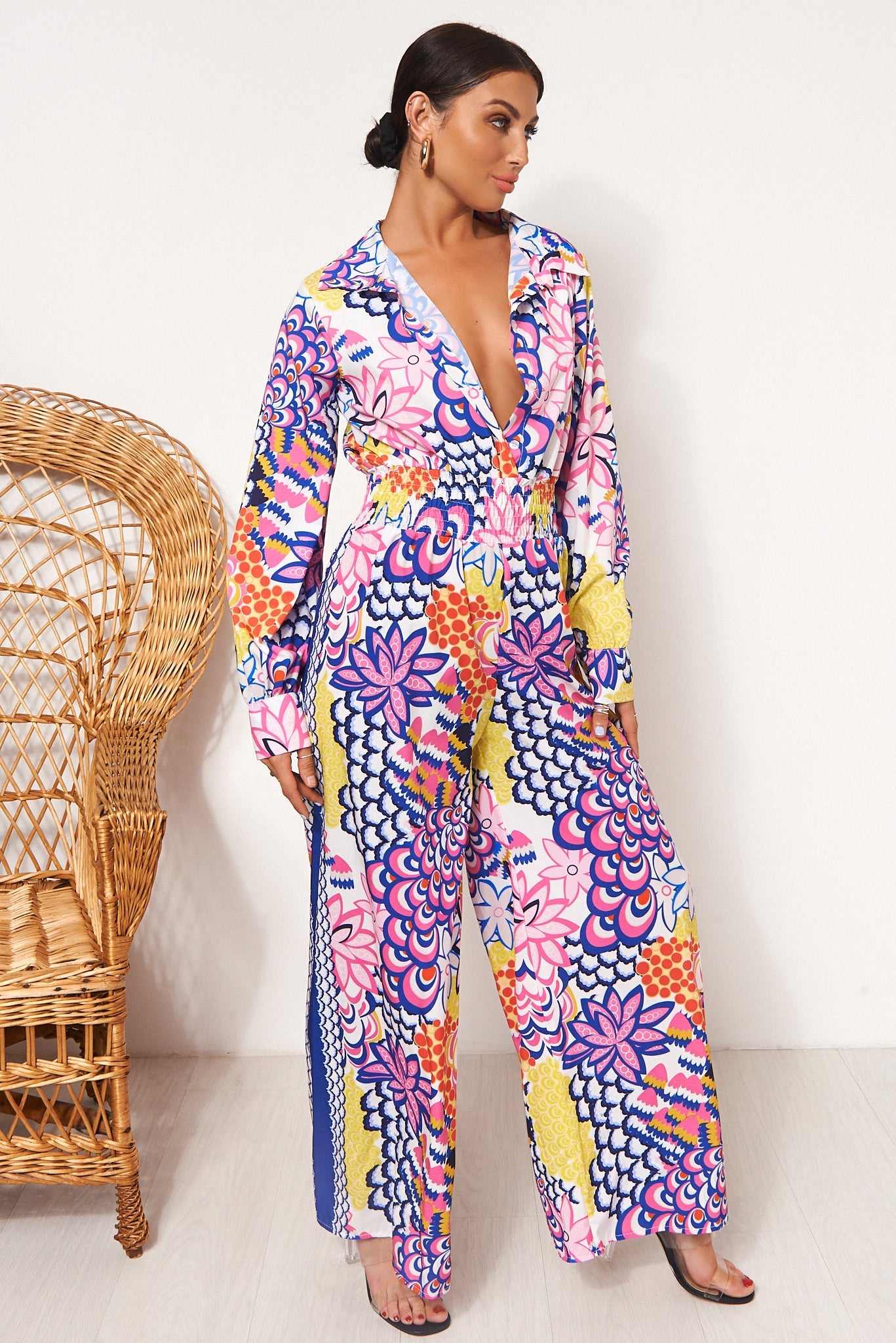 Malibu Pink Scarf Print Jumpsuit