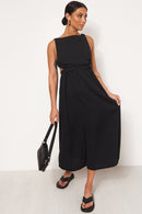 Lori Black Strap Back Midi Dress