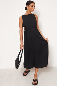 Lori Black Strap Back Midi Dress