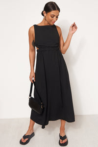 Lori Black Strap Back Midi Dress