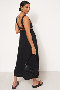 Lori Black Strap Back Midi Dress