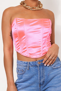 Neon Pink Satin Corset Top