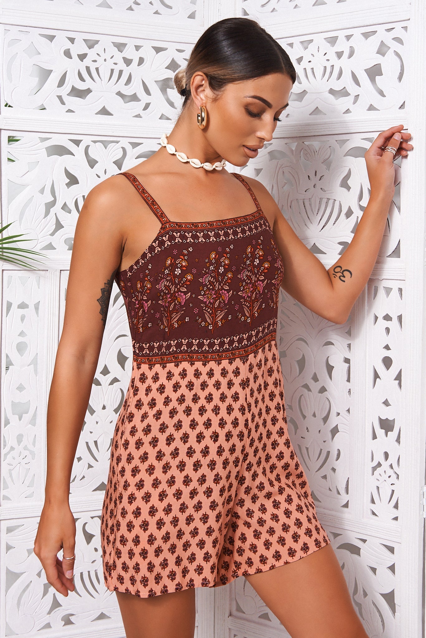 Tilly Burgundy Boho Playsuit