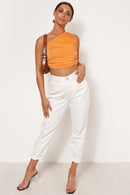 Orange One Shoulder Crop Top