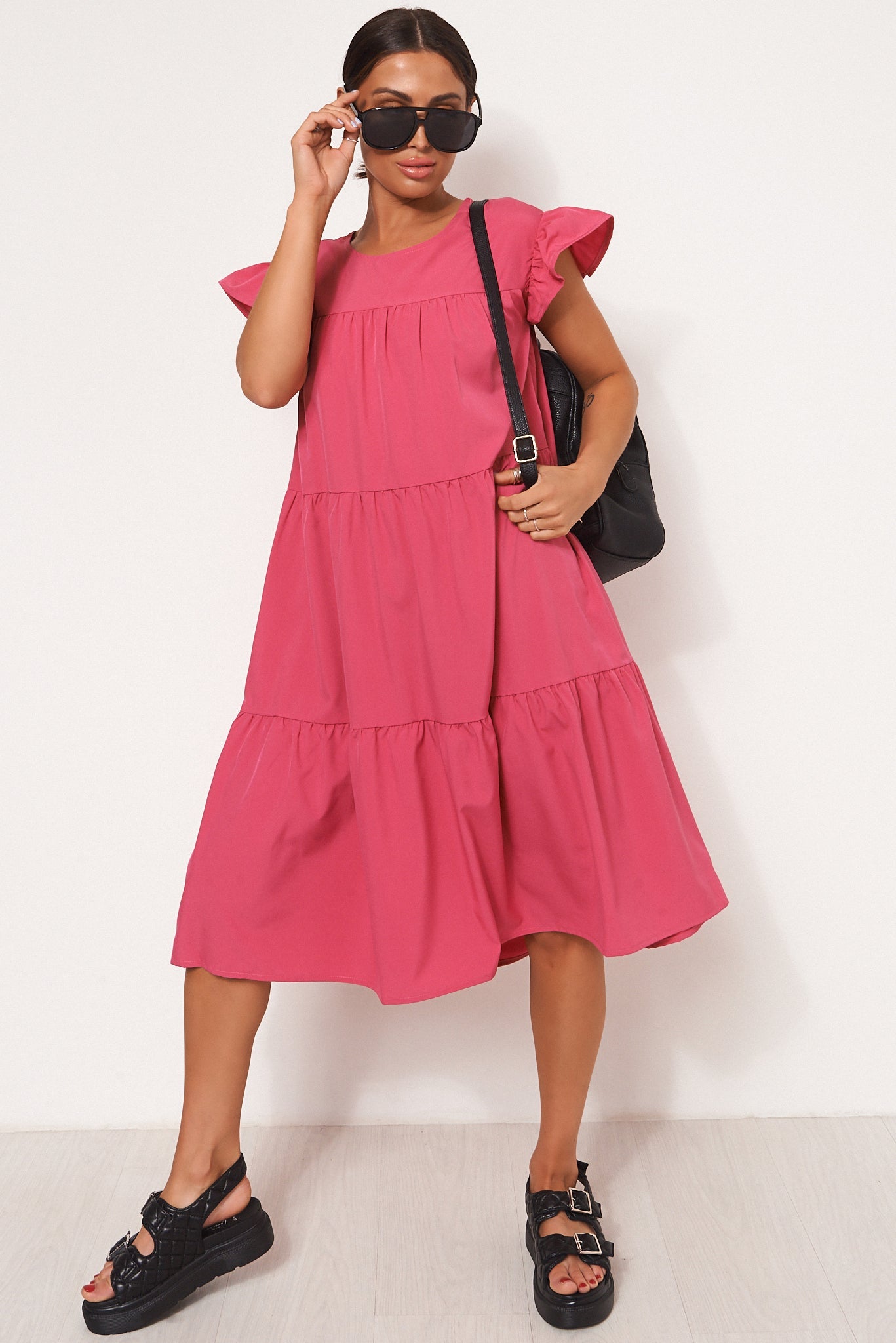 Luca Pink Midi Smock Dress