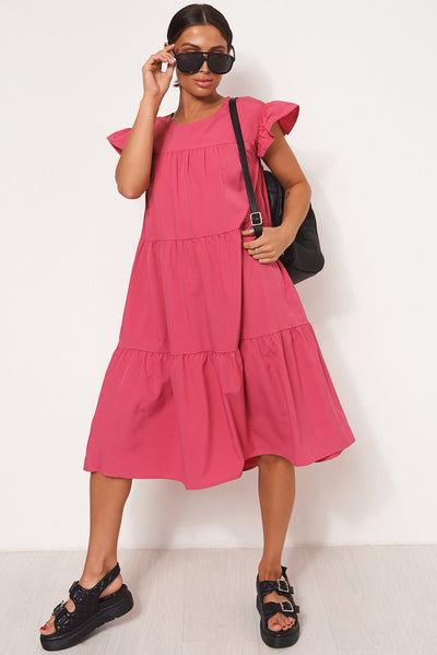 Luca Pink Midi Smock Dress