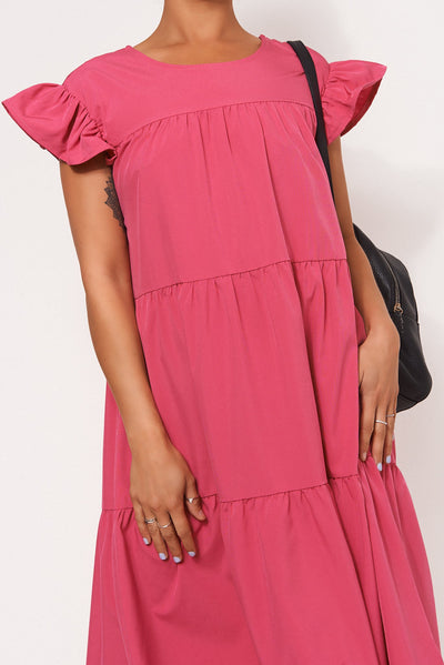 Luca Pink Midi Smock Dress