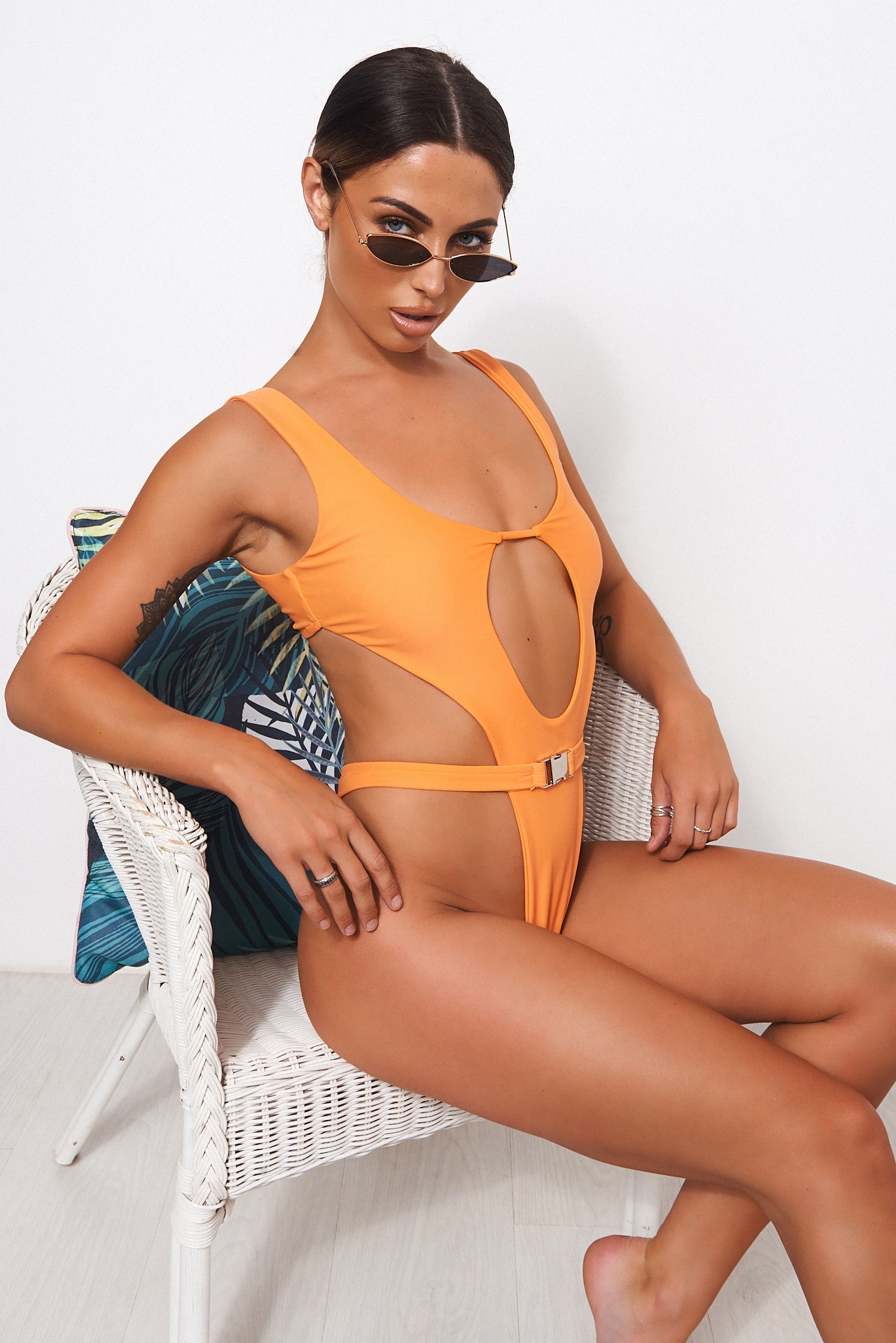 Garbo Orange Buckle Swimsuit