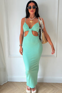 Tessa Mint Ribbed Cut Out Maxi Dress