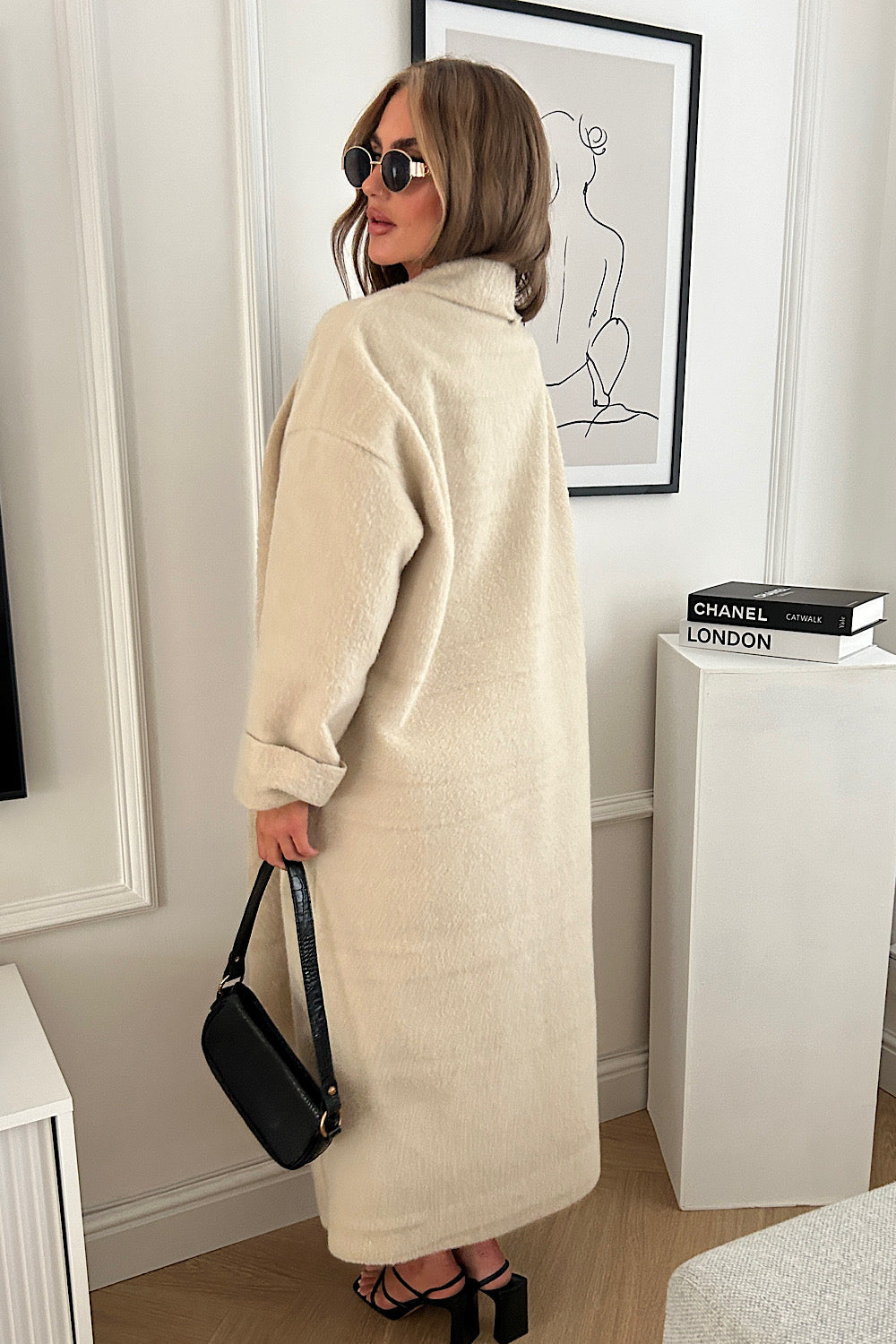 Demi Beige Fluffy Maxi Coat