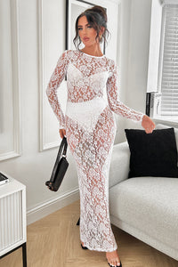 Zaria White Lace Maxi Dress