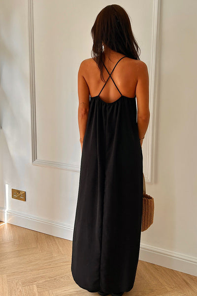 Zante Black Cross Back Maxi Dress