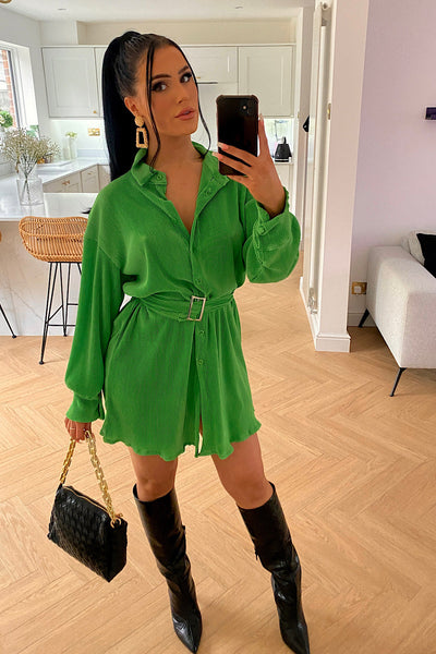 Green Grecian Shirt Dress