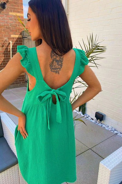 Sienna Green Frill Smock Dress