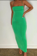 Gina Green Drape Back Maxi Dress