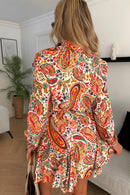 Orange Paisley Shirt Dress