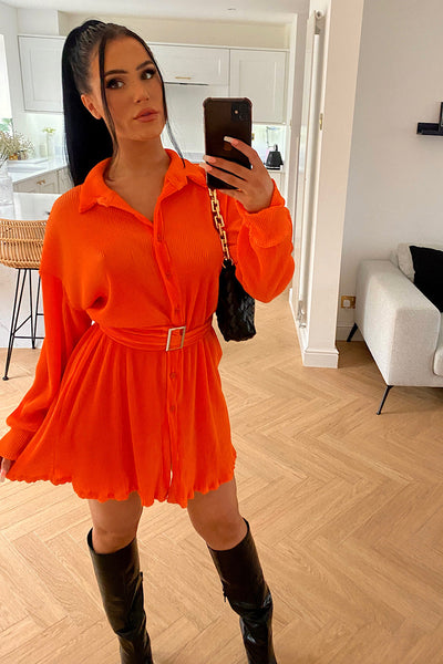 Orange Grecian Shirt Dress