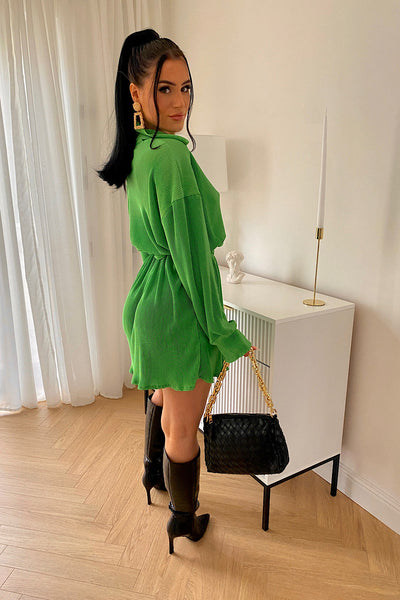 Green Grecian Shirt Dress