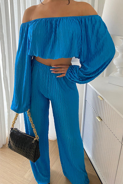 Jama Blue Pleated Trouser Co-ord