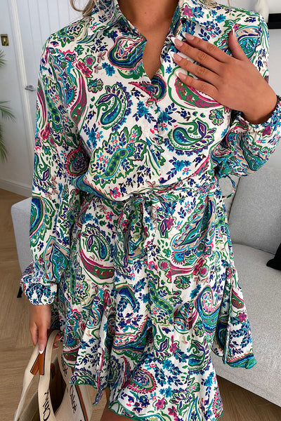 Green Paisley Shirt Dress