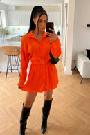 Orange Grecian Shirt Dress