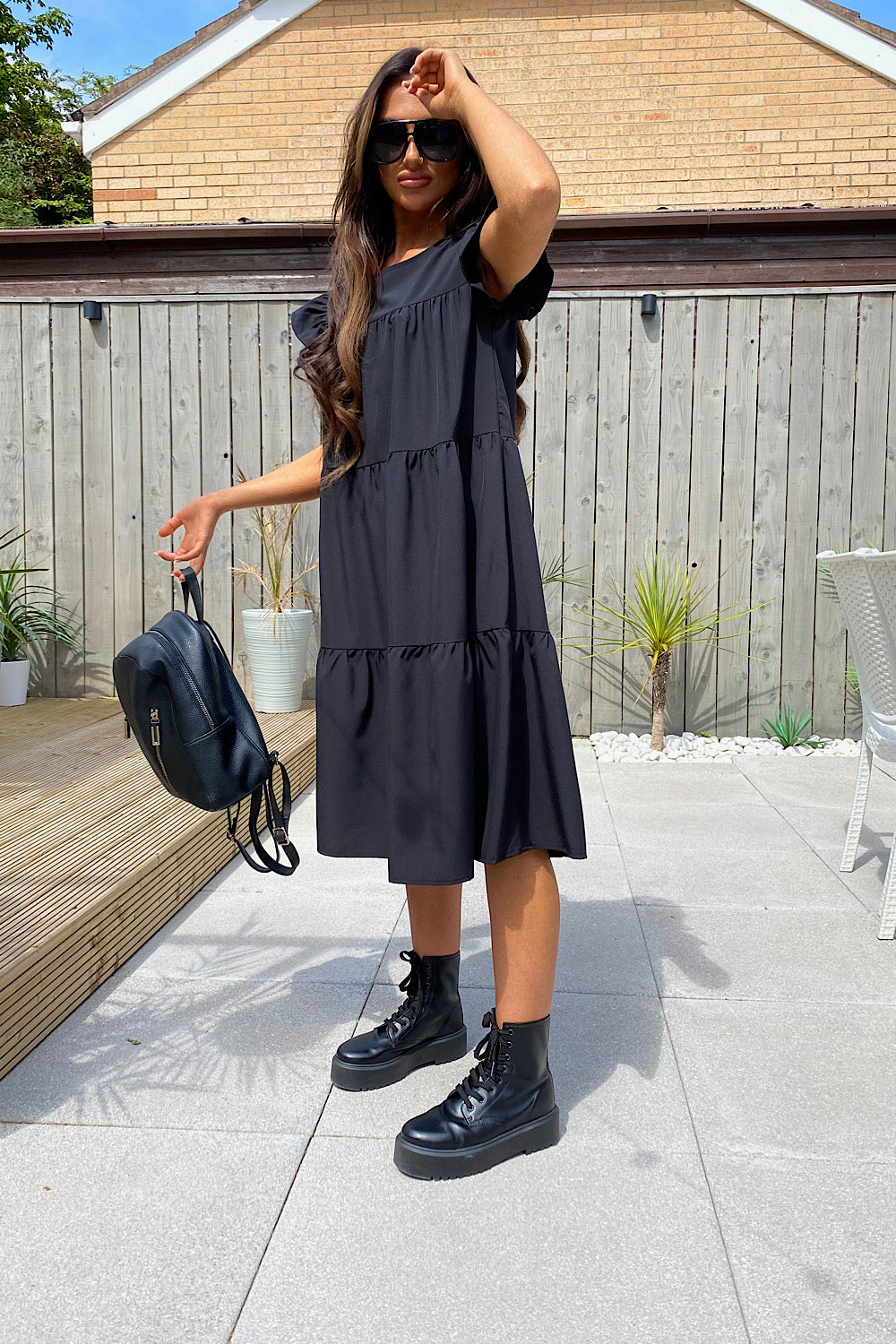 Luca Black Midi Smock Dress