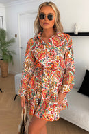 Orange Paisley Shirt Dress