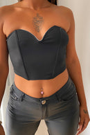 Black Diamante V Front Corset Top