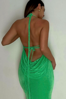 Gina Green Drape Back Maxi Dress