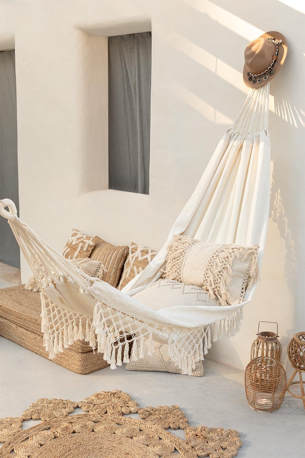 Beige Boho Fringe Hammock